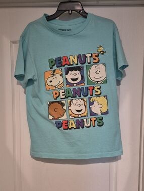 Peanuts Kids Short Sleeve Tee - Aqua with Multicolor Graphic